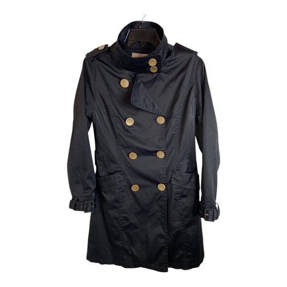 Max Mara medium black rain jacket trench coat flat buttons water resistant - Picture 1 of 9